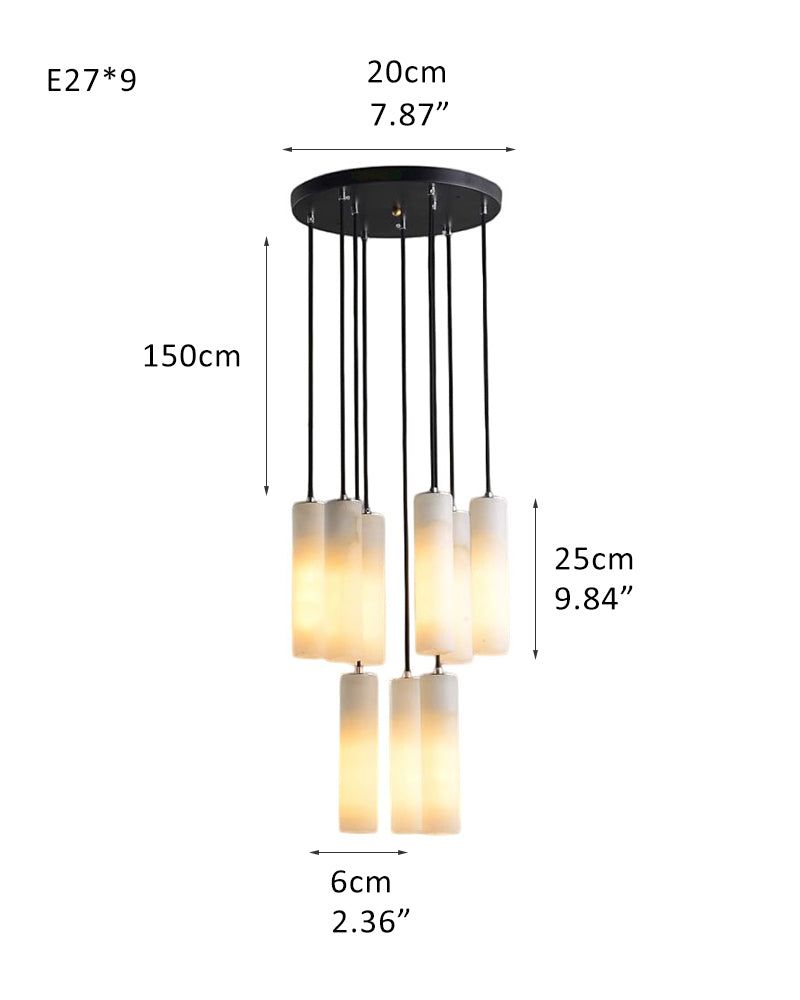 Elegant Lighting Linear Nature Stone 2" Wide Alabaster Chandelier