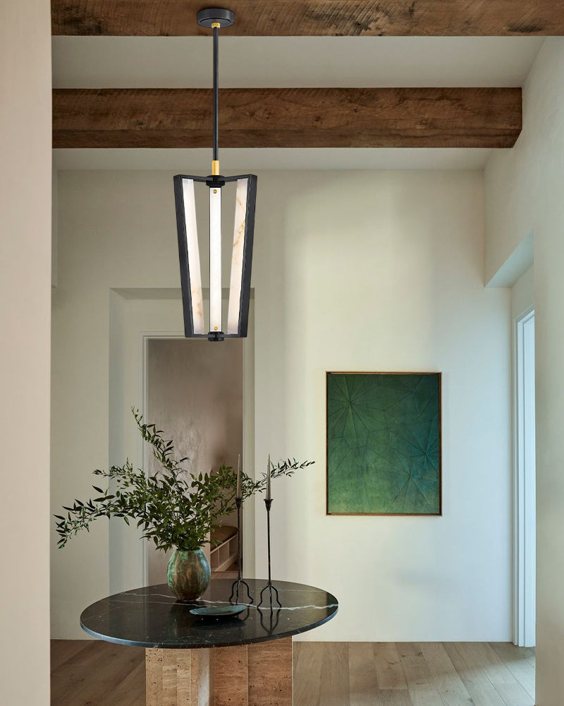 Aged Brass/Black LED Arm Edgemere Cage Collection Linear Pendants Light 16"
