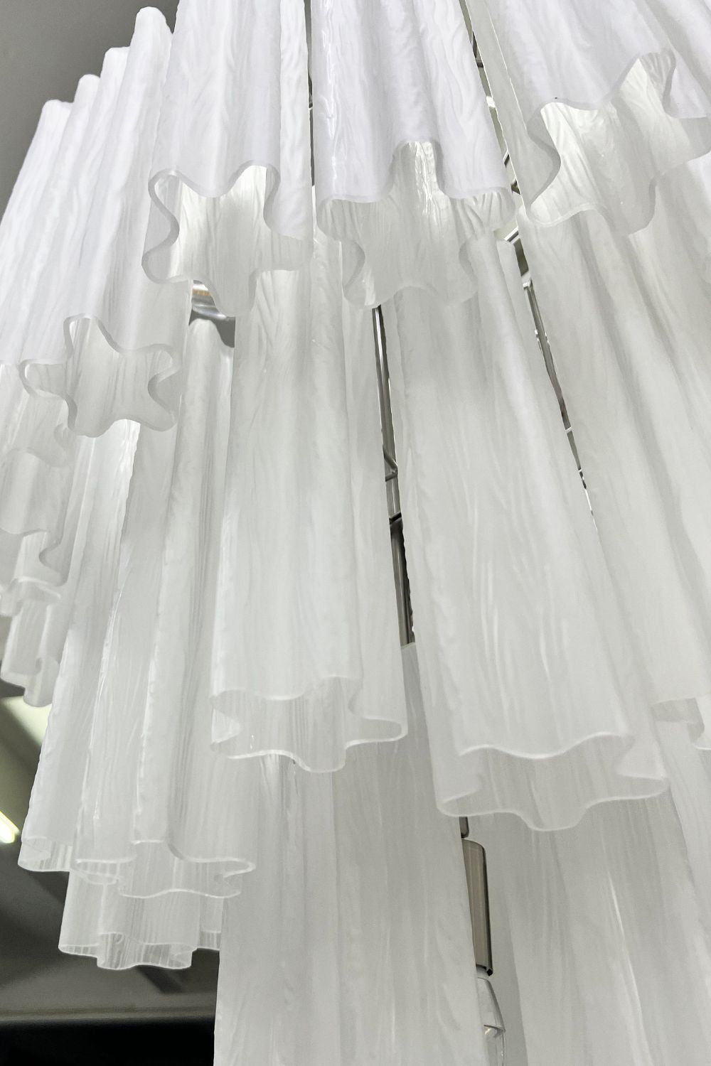 Three-tier Art frosted white glass chandelier - view 11 | morylighting
