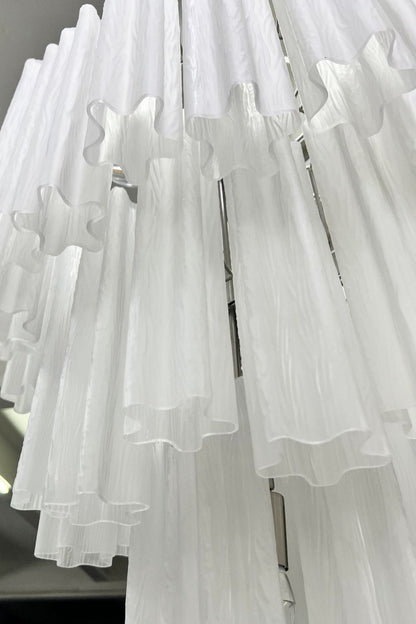 Three-tier Art frosted white glass chandelier - view 11 | morylighting