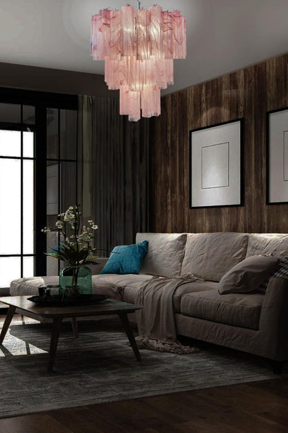 Ruby Glow Art Three-Tier Glass Chandelier - view 6 | morylighting