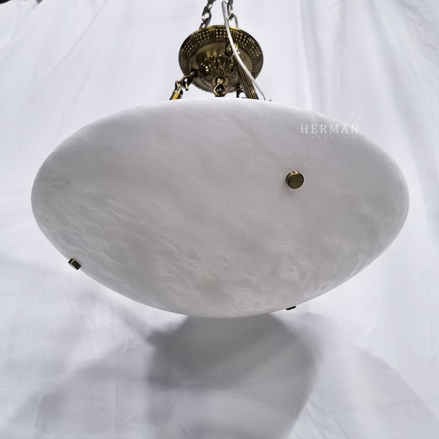 Vintage Round Alabaster Ceiling Lamp