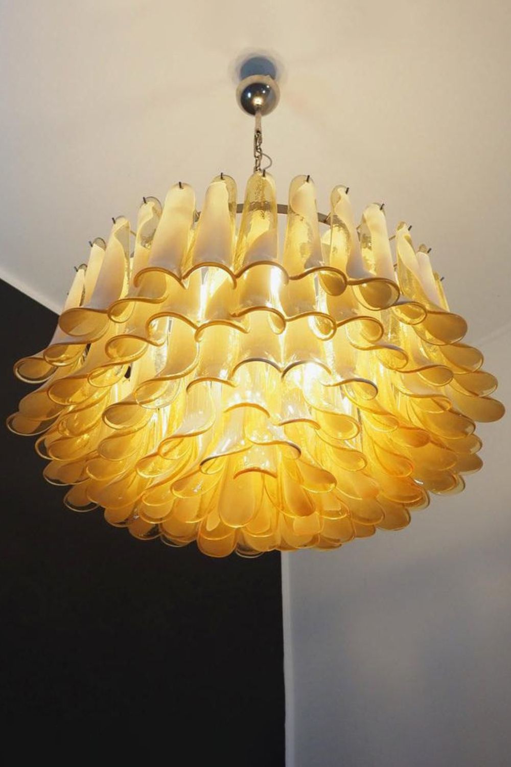 Amber Art Glass Petal Chandelier - view 6 | morylighting