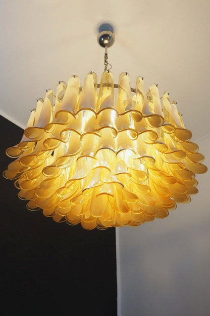 Amber Art Glass Petal Chandelier - view 6 | morylighting