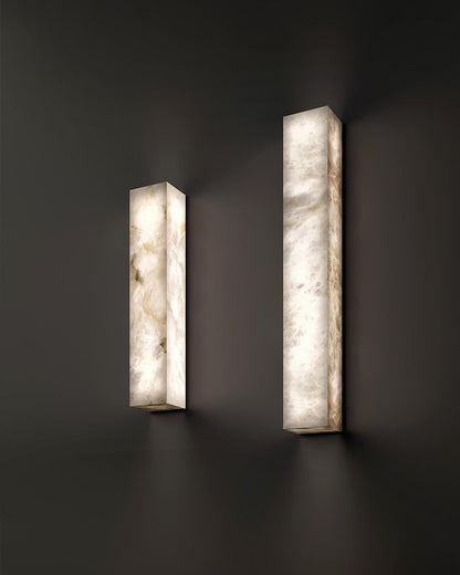 Rectangular Natural Semi-Translucent Alabaster Wall Lamp for Bath & Vanity