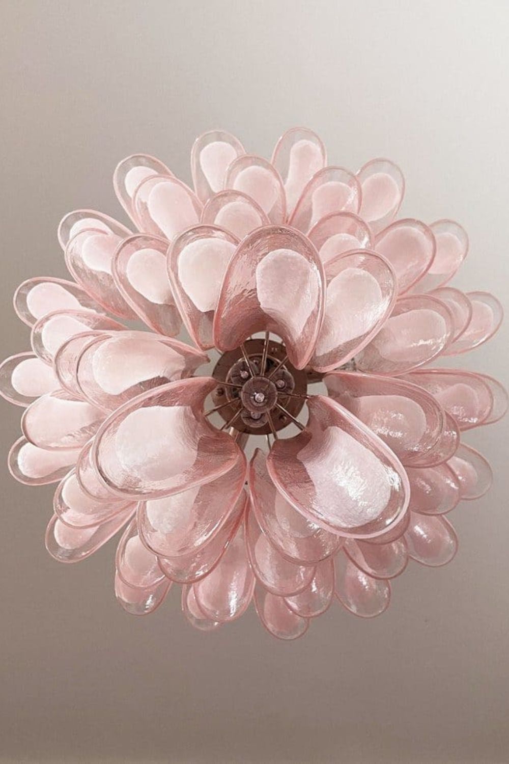 Art Blush Pink Glass Petal Chandelier - view 12 | morylighting