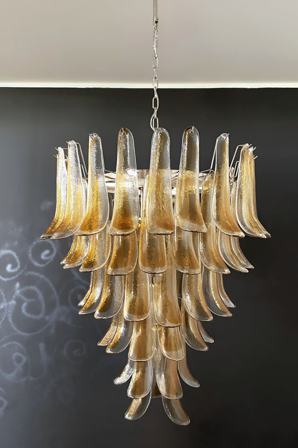 Amber Art Glass Petal Cascade Chandelier - view 6 | morylighting