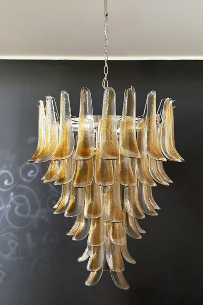 Amber Art Glass Petal Cascade Chandelier - view 6 | morylighting
