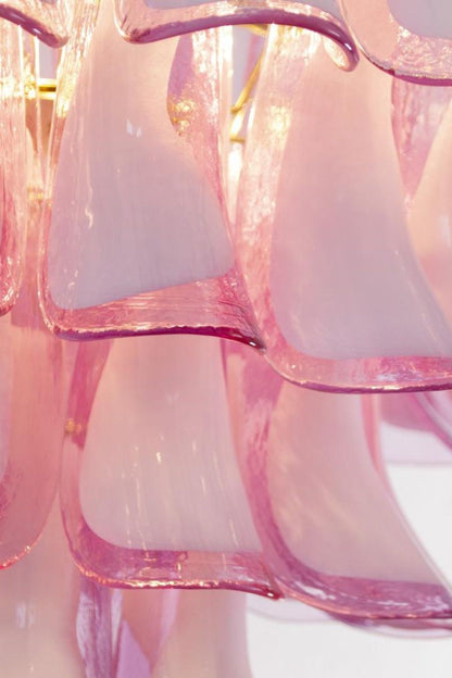 Fuchsia and White Art Glass Petal Tiered Chandelier - view 9 | morylighting