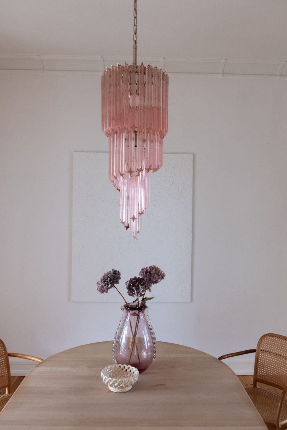 Pink Art Glass Prism Spiral Chandelier - view 8 | morylighting