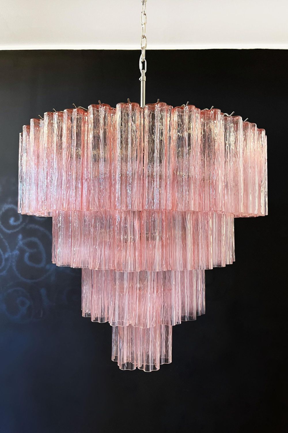 Large Pink Art Glass Tiered Chandelier - view 7 | morylighting