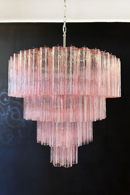 Large Pink Art Glass Tiered Chandelier - view 7 | morylighting