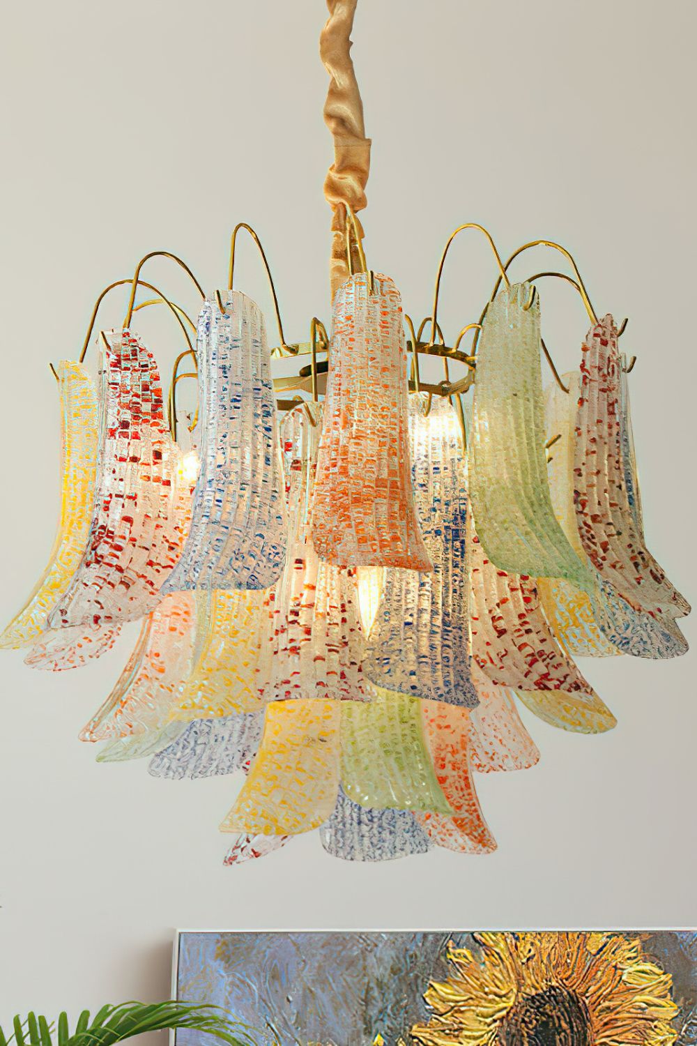 Mazzega Art Petal Stained Glass Chandelier - view 10 | morylighting