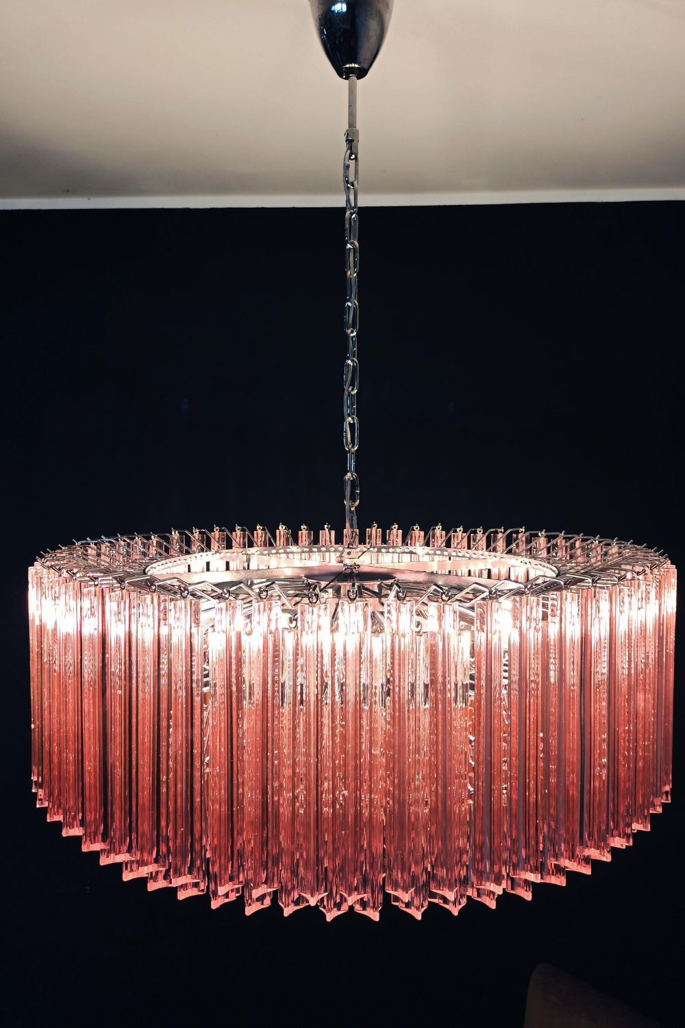 Large pink Art Triedri glass prism chandelier - view 7 | morylighting