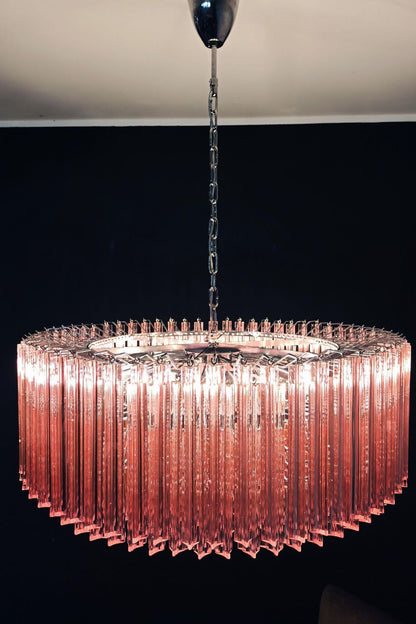 Large pink Art Triedri glass prism chandelier - view 7 | morylighting