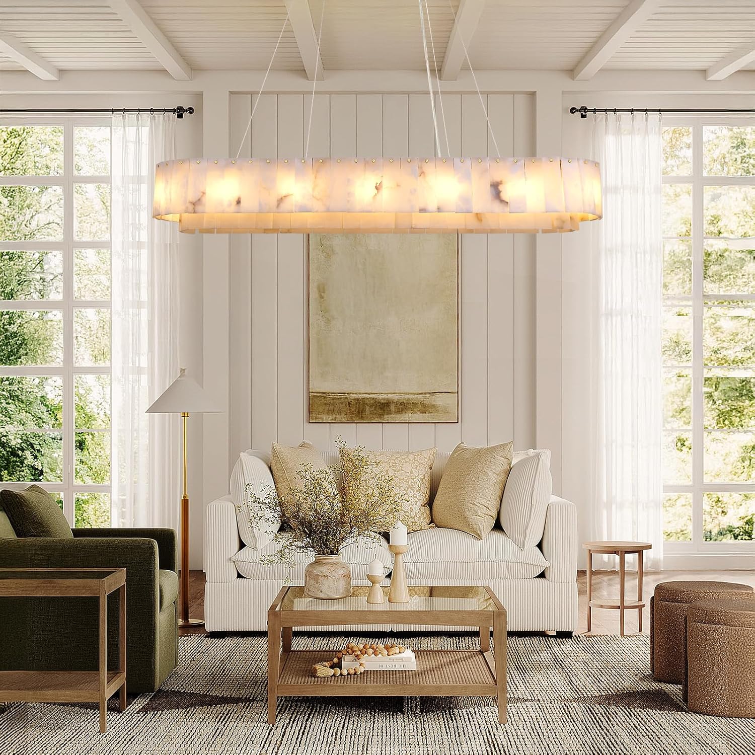 2-Tiers Oval Modern Dining Room Chandelier 53"L