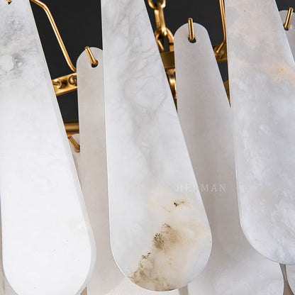 Alabaster Feathery Chandelier 21.7"D 31.5"D