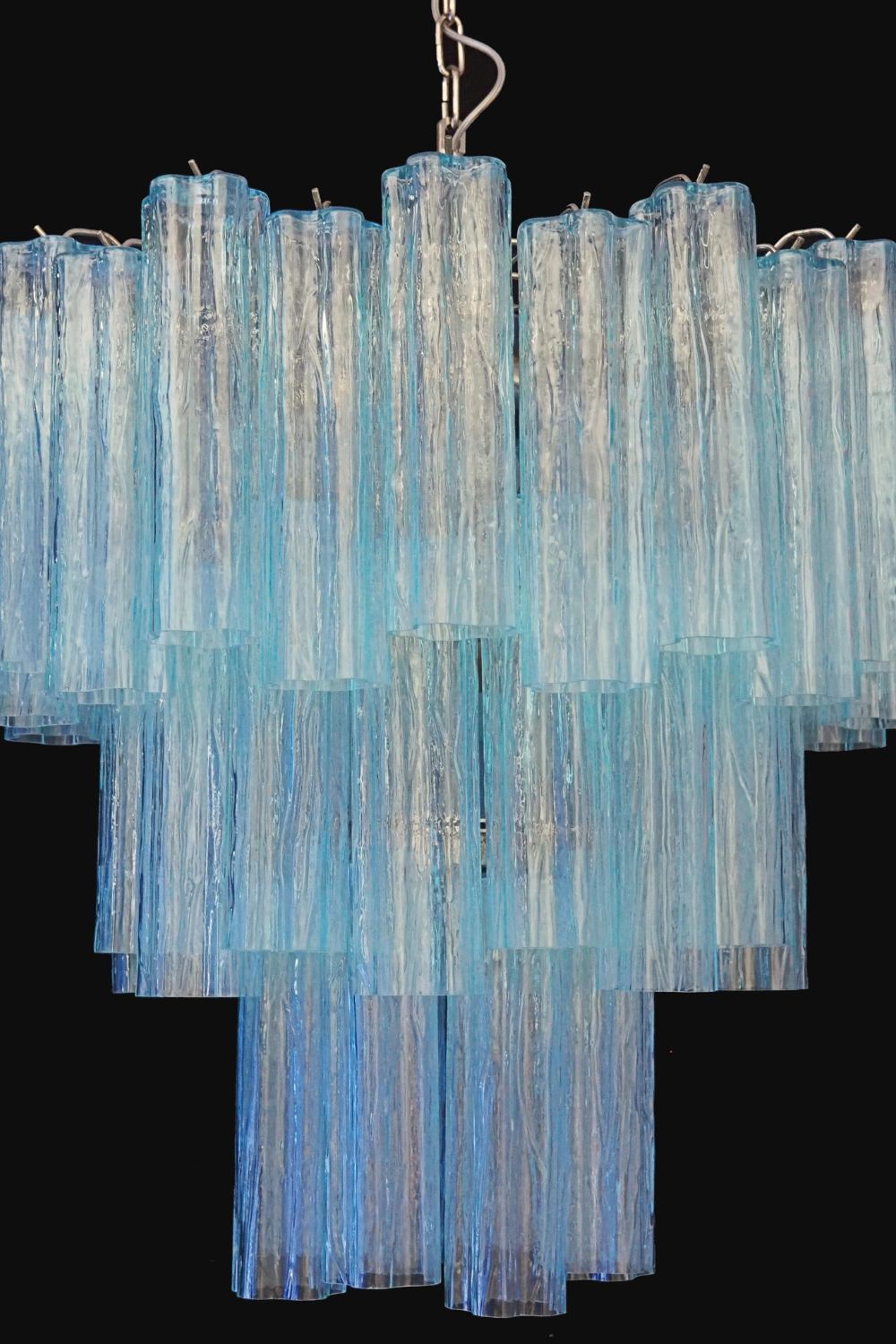 Three-tier Art Venetian blue glass chandelier - view 8 | morylighting