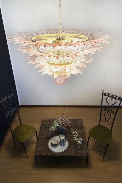 Art Four-tier pink glass palm leaf chandelier - view 6 | morylighting