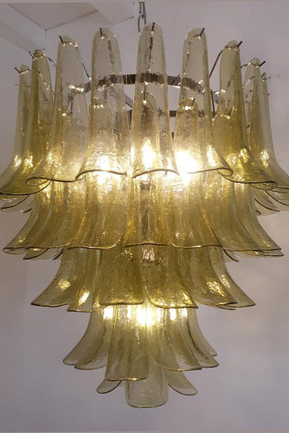 1970s Green Art Glass Petal Chandelier - view 7 | morylighting
