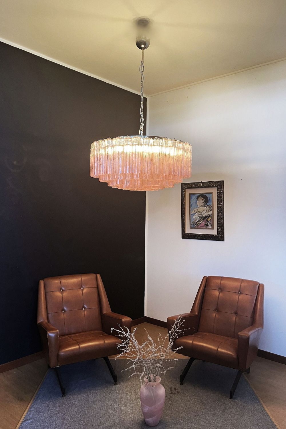 Pink Art Glass Tube Chandelier - view 6 | morylighting
