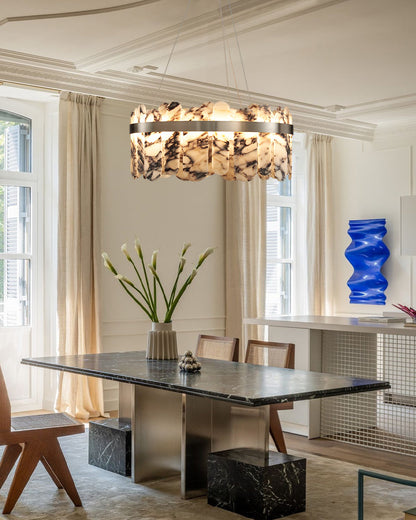 Modern LED Marble Round Chandelier 24" 32"