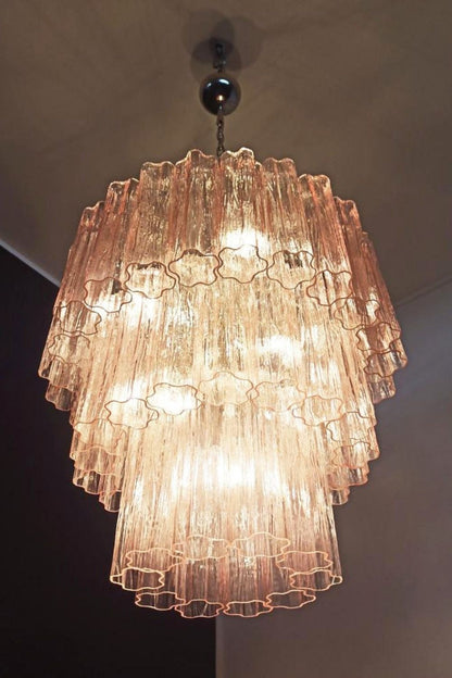 Art light pink glass tube chandelier - view 13 | morylighting