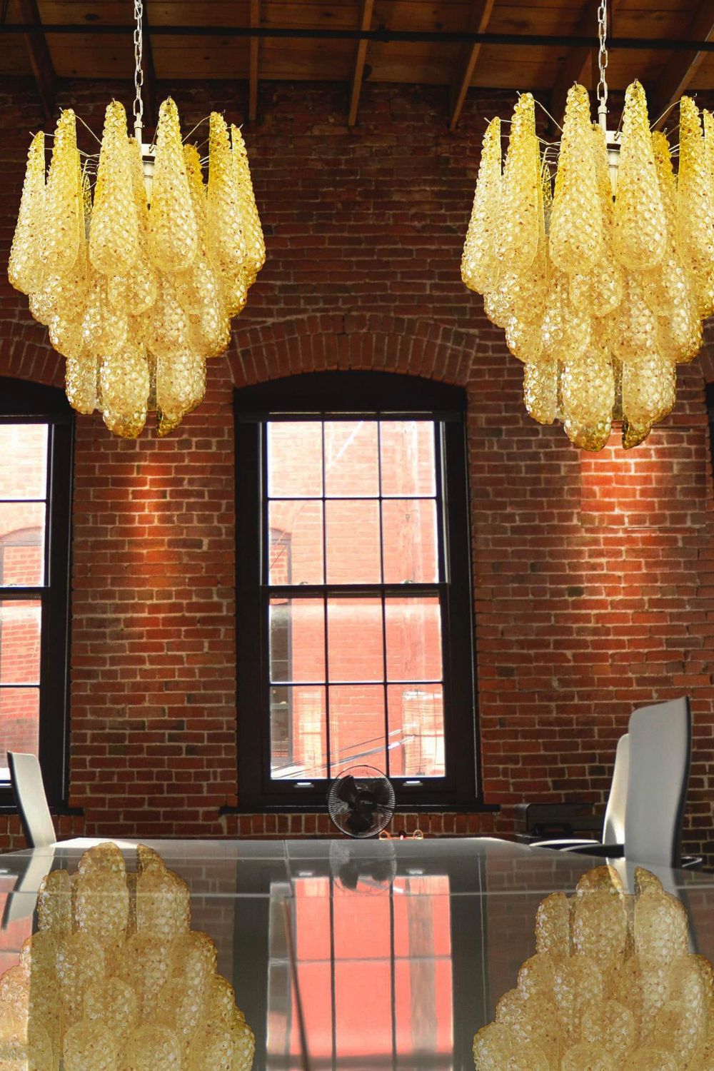 Art Handcrafted Golden Glass Chandelier - view 5 | morylighting