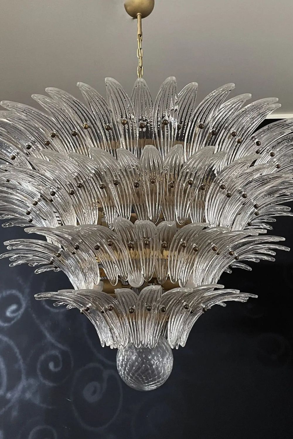 Art Palm Leaf 4-Tier Clear Glass Chandelier - view 5 | morylighting