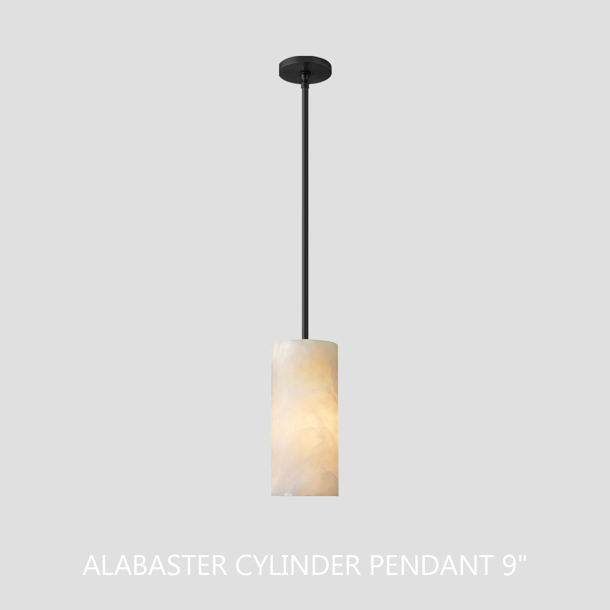 Hand Carved Alabaster Cylinder Pendant Light