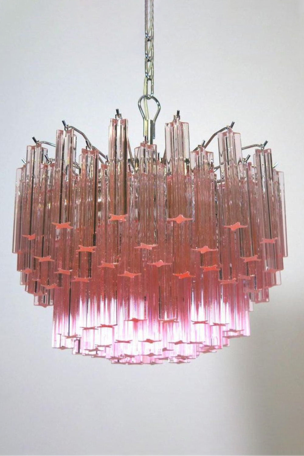 Venetian Pink Crystal Tube Art Chandelier - view 13 | morylighting