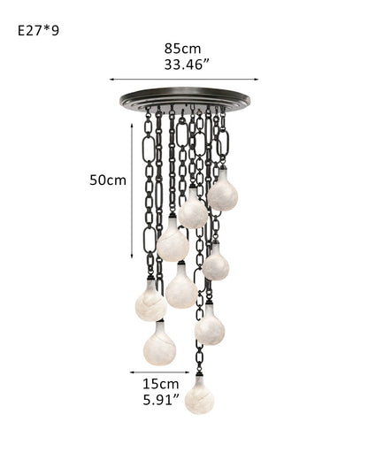Cluster White Alabaster Globe Pendant Light with adjustable chain