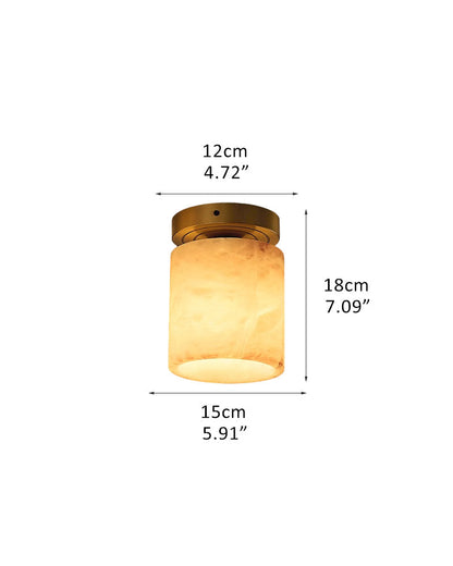 Modern Light Luxury Marble Round Ball Square Copper 1-Light Semi-Flush Mount Ceiling Light