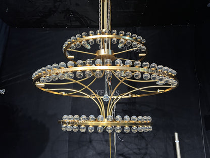 Modern 2/3 Ring Glass Ball Chandelier for Low-ceiling