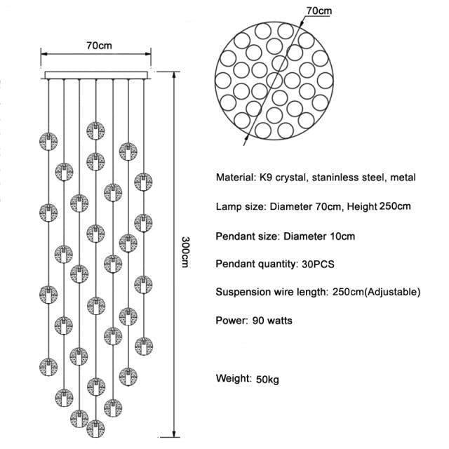 Adonis Suspension Water Drop Chandelier（ 43-Light customized） - morylighting