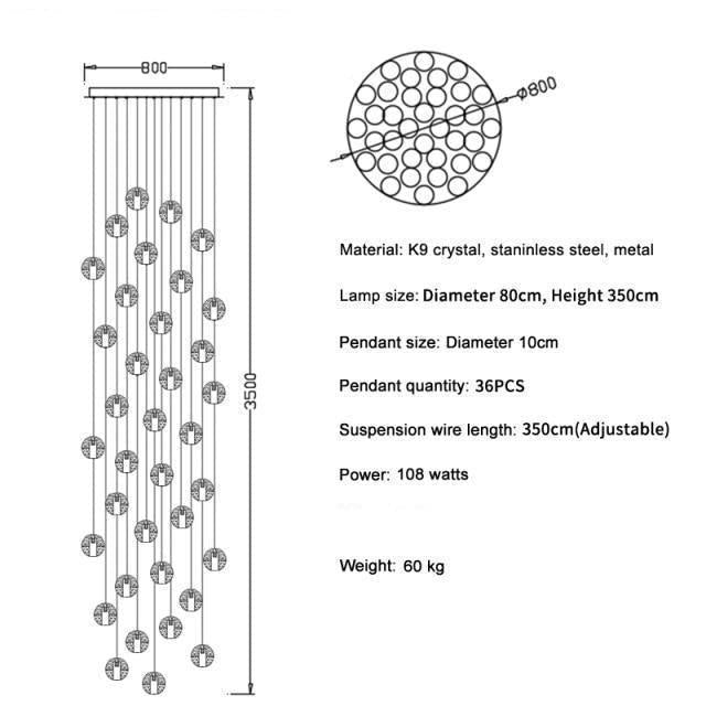 Adonis Suspension Water Drop Chandelier（ 43-Light customized） - morylighting