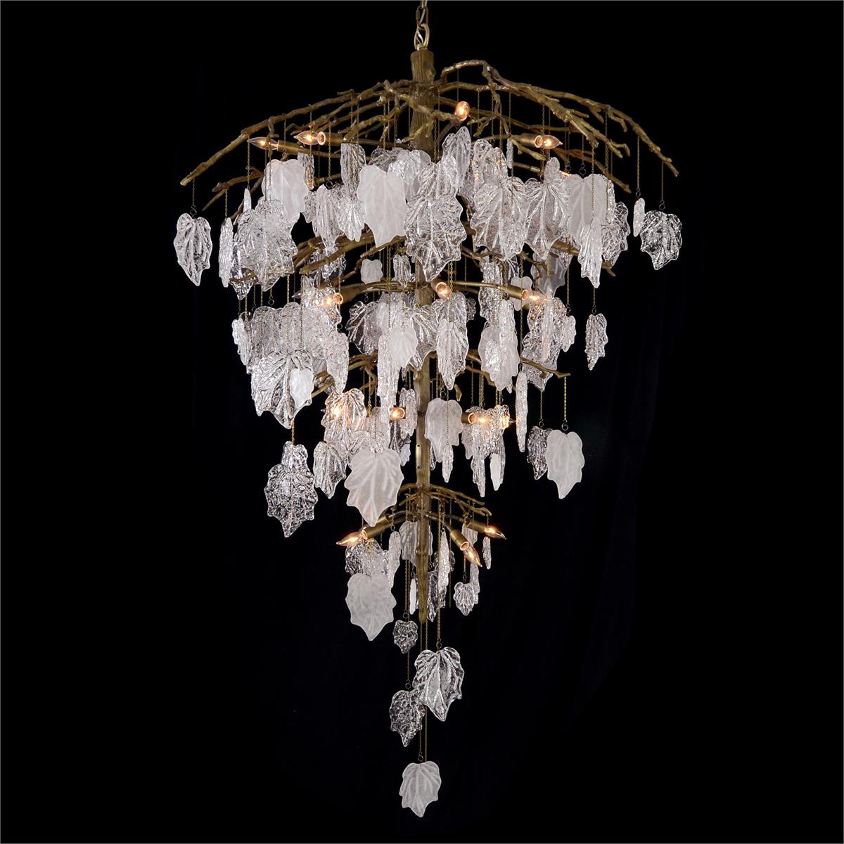 Glass Leaf Branch Chandelier 72"H - morylighting