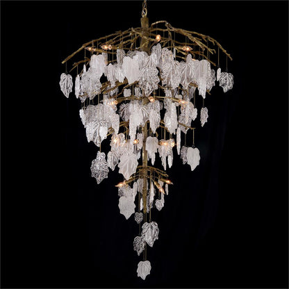 Glass Leaf Branch Chandelier 72"H - morylighting
