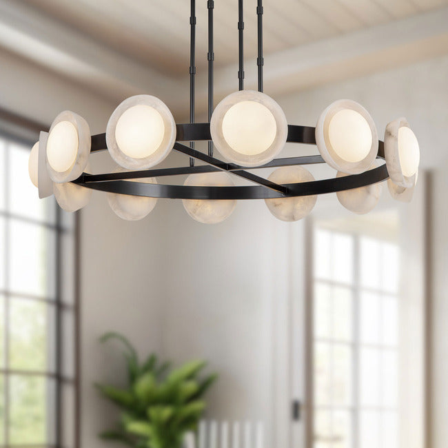 PrismFlow  Alabaster Metal Chandelier