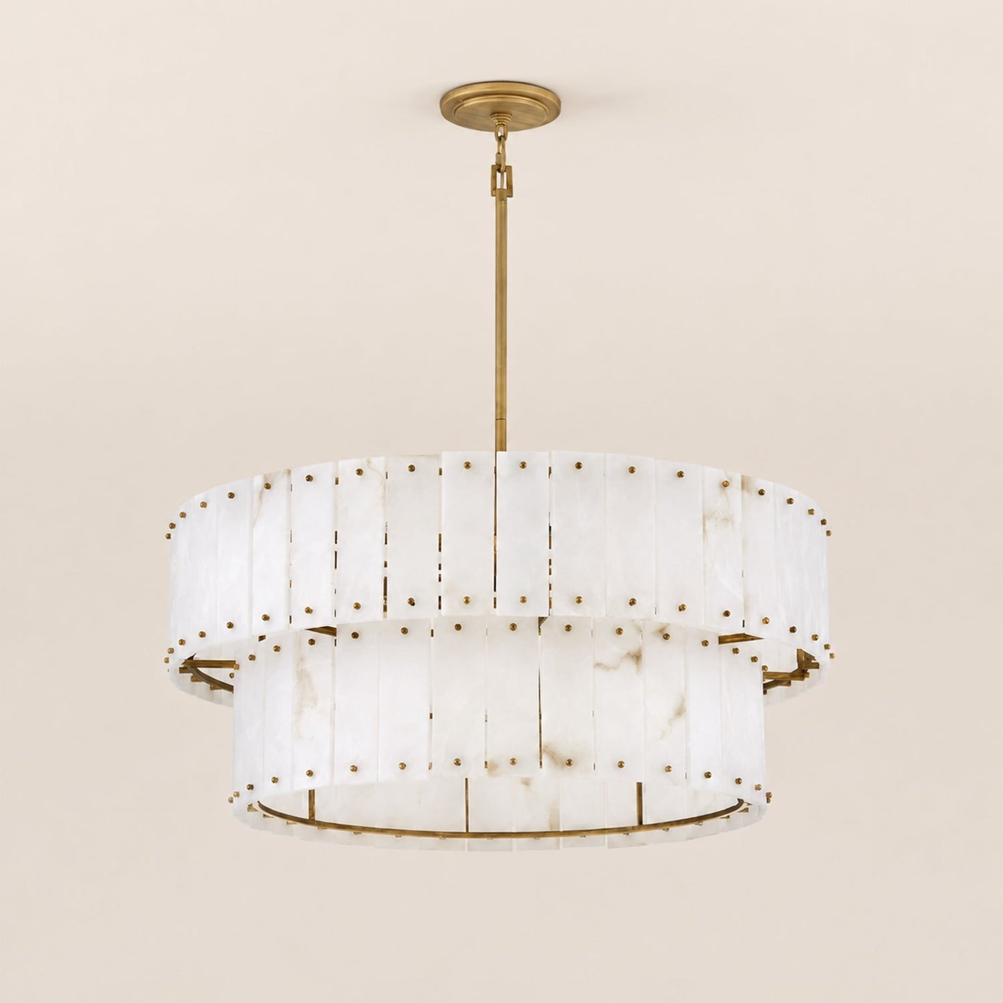 Simona Alabaster Drum 2-Tier Chandelier