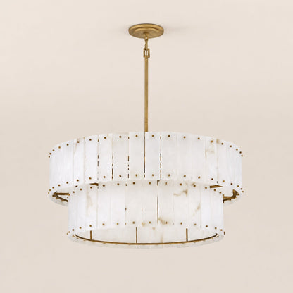 Simona Alabaster Drum 2-Tier Chandelier