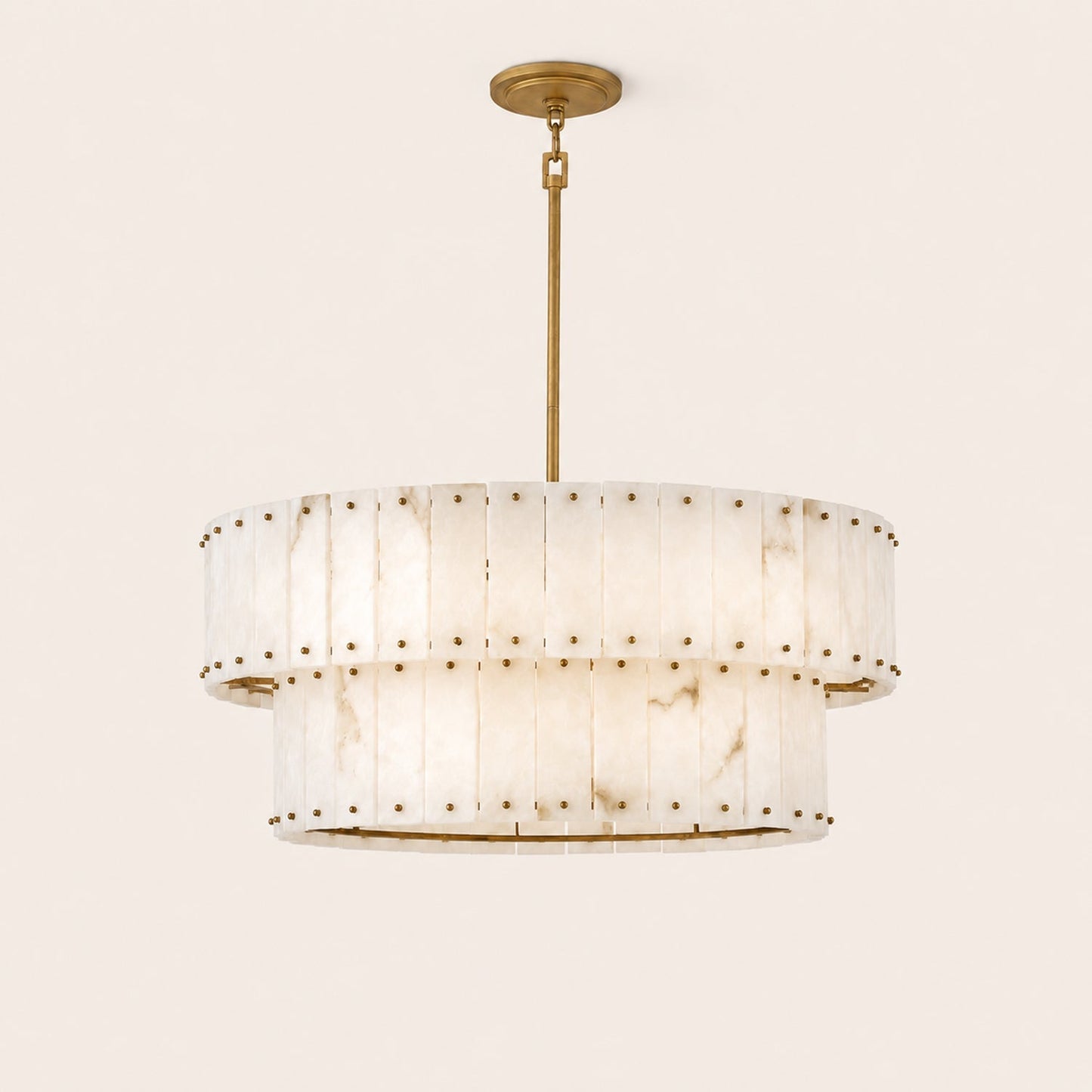 Simona Alabaster Drum 2-Tier Chandelier