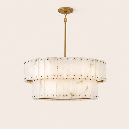 Simona Alabaster Drum 2-Tier Chandelier