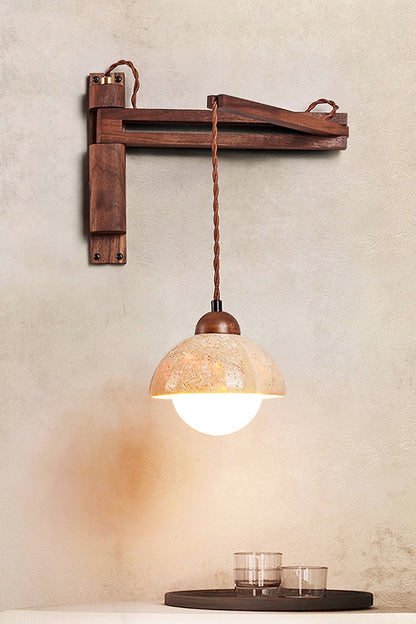 Adjustable Travertine Dome Wall Sconce - view 7 | morylighting