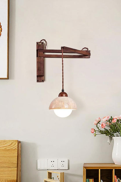 Adjustable Travertine Dome Wall Sconce - view 4 | morylighting