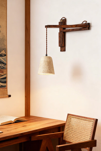 Adjustable Travertine Dome Wall Sconce - view 8 | morylighting