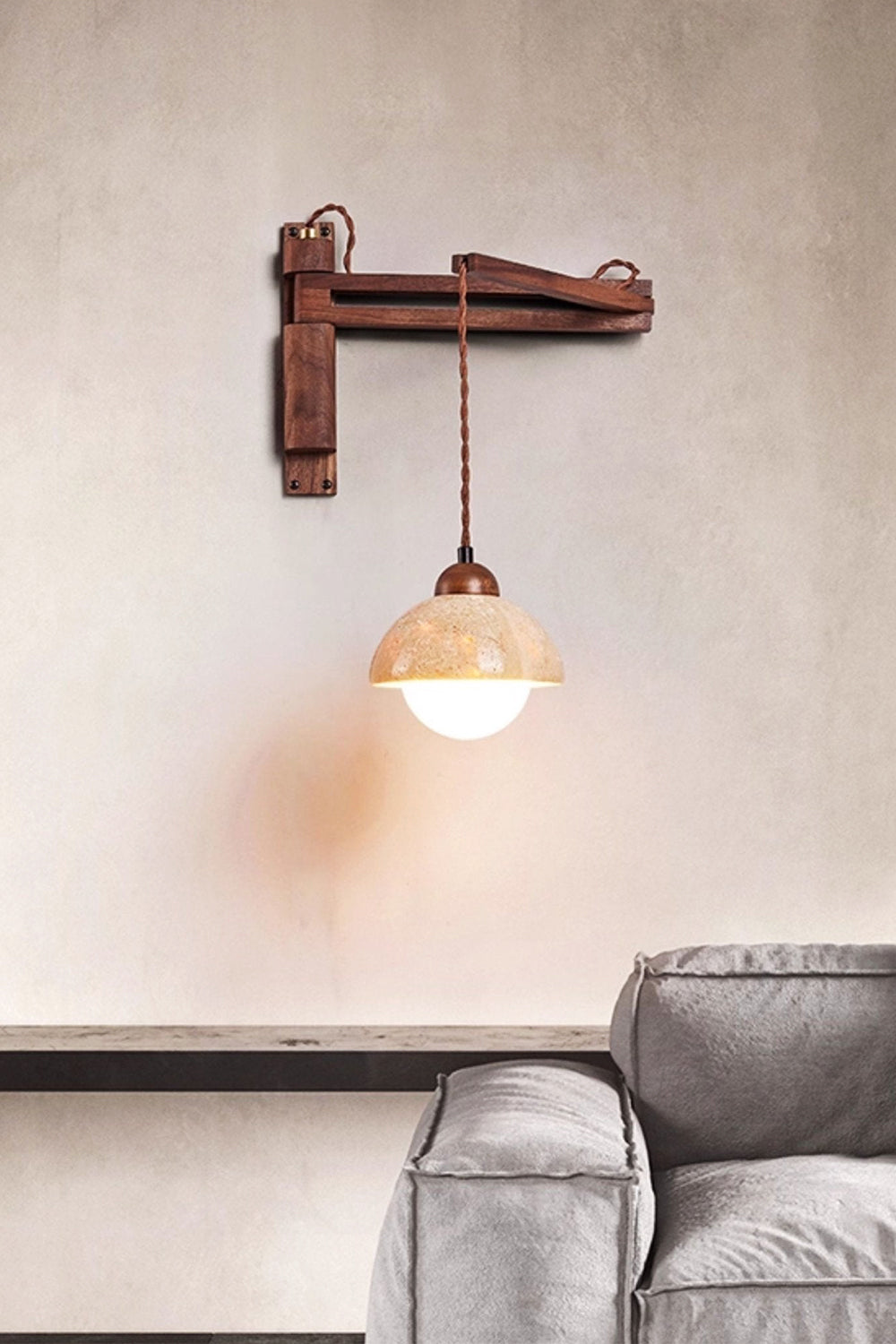 Adjustable Travertine Dome Wall Sconce - view 5 | morylighting