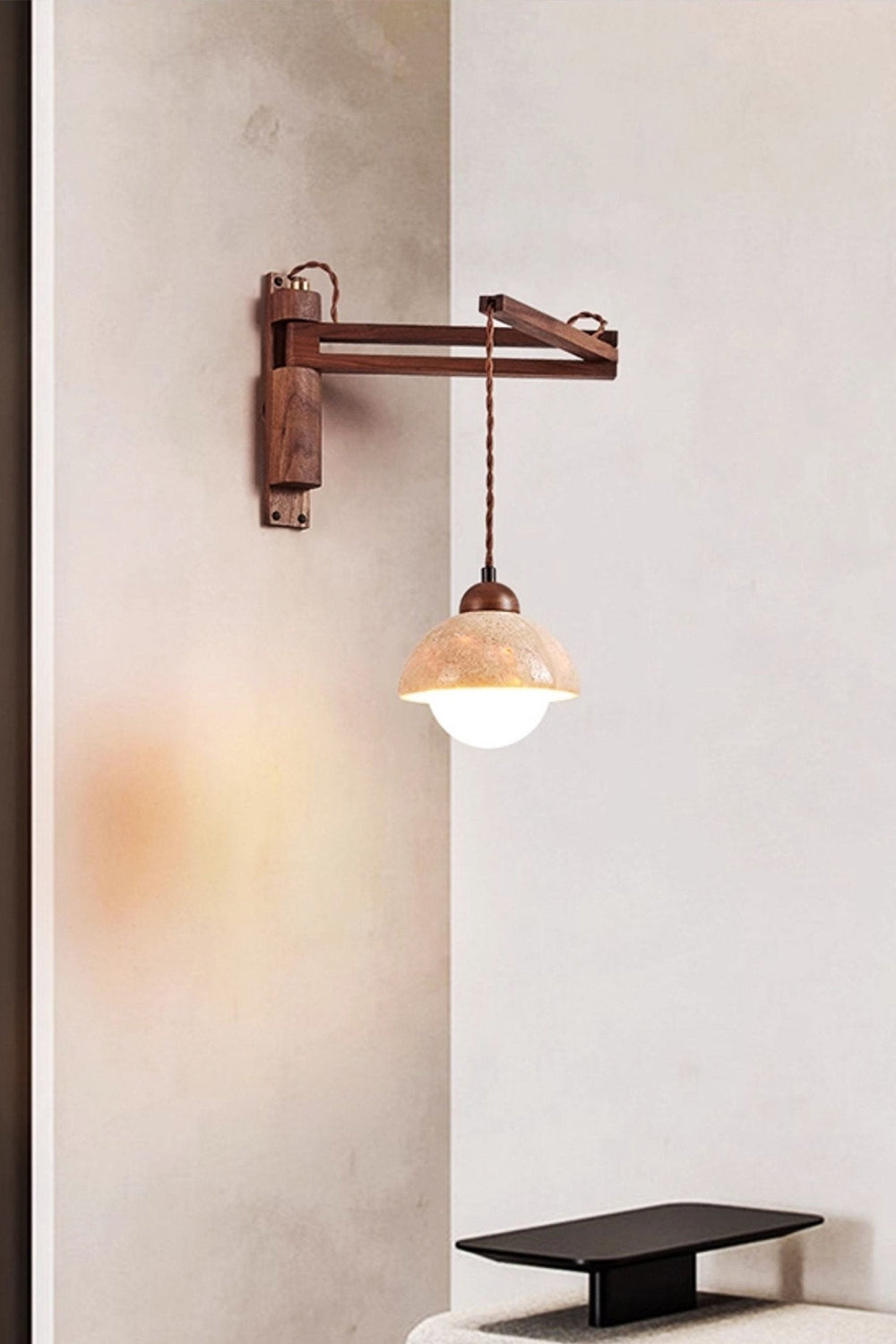 Adjustable Travertine Dome Wall Sconce - view 9 | morylighting