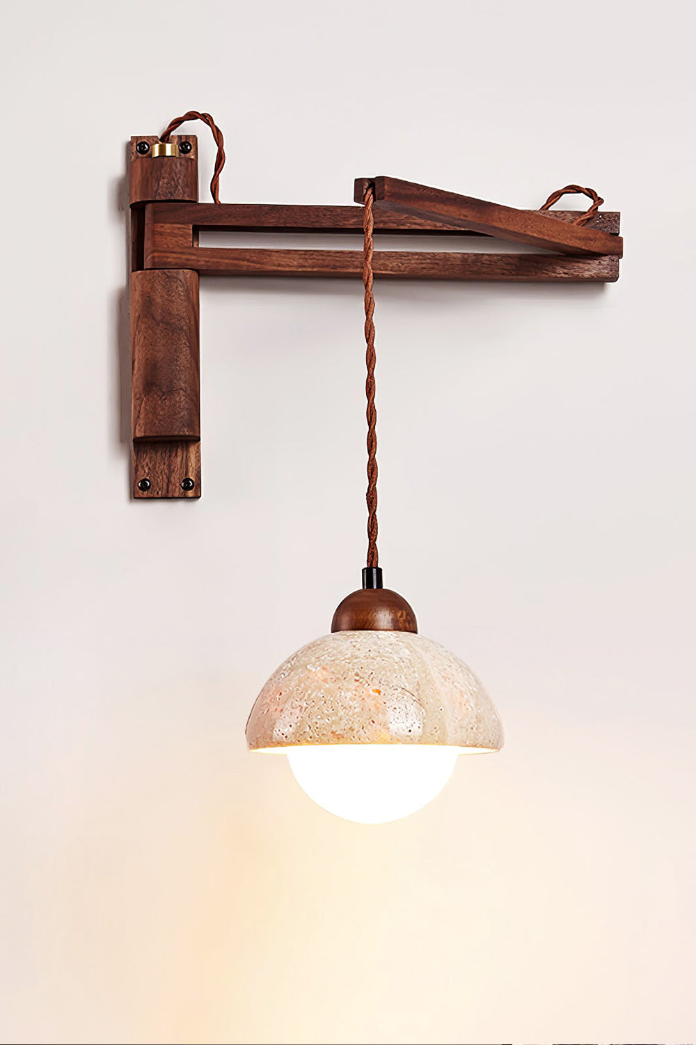 Adjustable Travertine Dome Wall Sconce - view 11 | morylighting