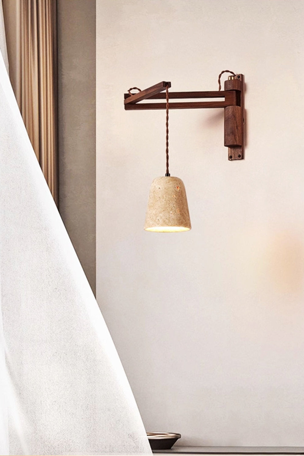Adjustable Travertine Dome Wall Sconce - view 14 | morylighting